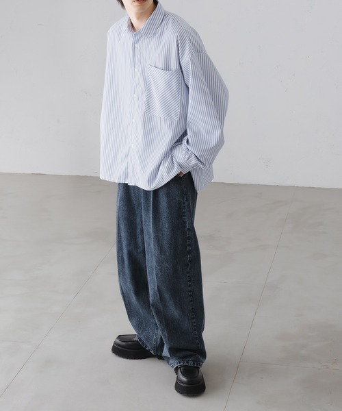 epnok(エプノック)の「サイドスリットストライプシャツ(シャツ/ブラウス・メンズ・ダークグレー/オフホワイト/ブルー・SMALL/MEDIUM/LARGE)」の22枚目の写真