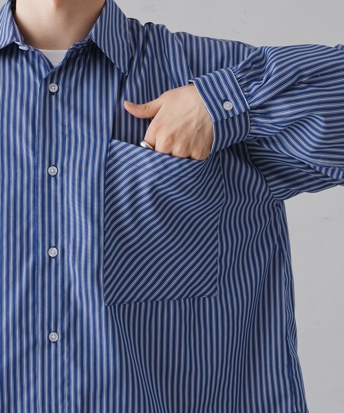epnok(エプノック)の「サイドスリットストライプシャツ(シャツ/ブラウス・メンズ・ダークグレー/オフホワイト/ブルー・SMALL/MEDIUM/LARGE)」の9枚目の写真