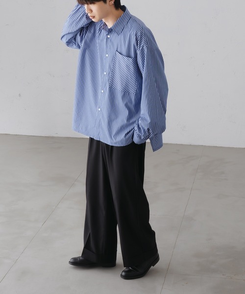 サイドスリットストライプシャツ（シャツ/ブラウス）｜epnok