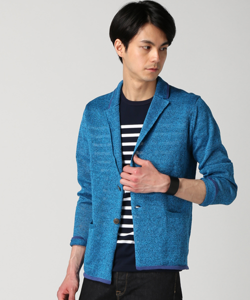 EDIFICE（エディフィス）の「◇リネン メランジ ジャケットカーディガン（カーディガン/ボレロ・メンズ・ホワイト/グリーン/ネイビー/サックスブルー・46/44/48）」の4枚目の写真