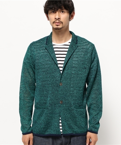 EDIFICE（エディフィス）の「◇リネン メランジ ジャケットカーディガン（カーディガン/ボレロ・メンズ・ホワイト/グリーン/ネイビー/サックスブルー・46/44/48）」の5枚目の写真