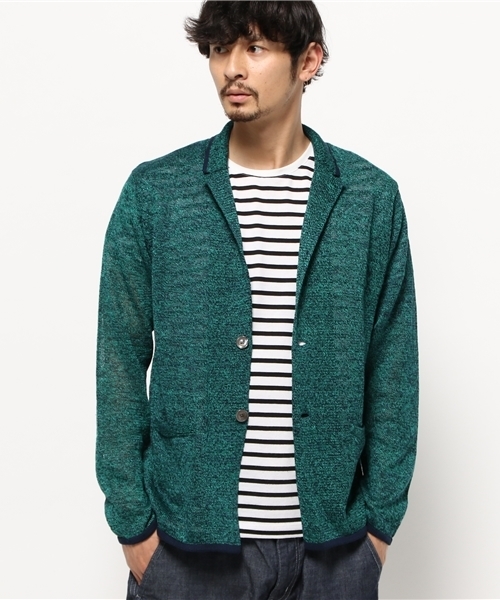 EDIFICE（エディフィス）の「◇リネン メランジ ジャケットカーディガン（カーディガン/ボレロ・メンズ・ホワイト/グリーン/ネイビー/サックスブルー・46/44/48）」の8枚目の写真