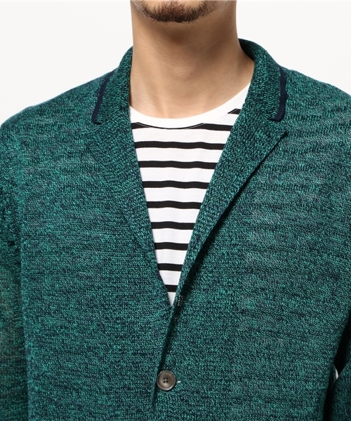 EDIFICE（エディフィス）の「◇リネン メランジ ジャケットカーディガン（カーディガン/ボレロ・メンズ・ホワイト/グリーン/ネイビー/サックスブルー・46/44/48）」の10枚目の写真