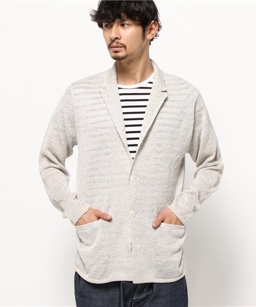 EDIFICE（エディフィス）の「◇リネン メランジ ジャケットカーディガン（カーディガン/ボレロ・メンズ・ホワイト/グリーン/ネイビー/サックスブルー・46/44/48）」の20枚目の写真