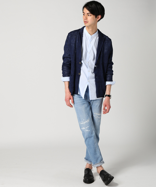 EDIFICE（エディフィス）の「◇リネン メランジ ジャケットカーディガン（カーディガン/ボレロ・メンズ・ホワイト/グリーン/ネイビー/サックスブルー・46/44/48）」の18枚目の写真