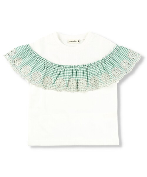 BRANSHES（ブランシェス）の「カットワーク刺しゅう半袖Tシャツ（Tシャツ/カットソー・キッズ・ピンク/オフホワイト・120/130/110/90/100）」の9枚目の写真