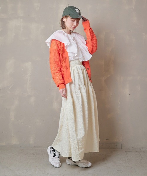 Lull（ルル）の「【Lull / ルル】ラッフルフリルブラウス（シャツ/ブラウス・レディース・ライトグレー/ブルー/ブラック/ホワイト・ONESIZE）」の11枚目の写真