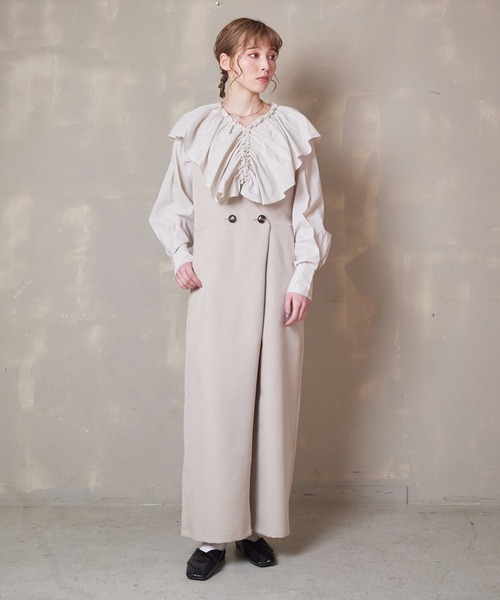 Lull（ルル）の「【Lull / ルル】ラッフルフリルブラウス（シャツ/ブラウス・レディース・ライトグレー/ブルー/ブラック/ホワイト・ONESIZE）」の13枚目の写真