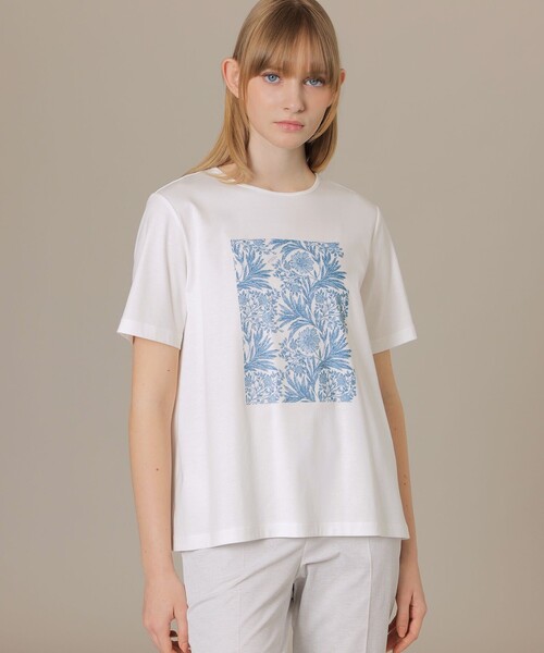 MACKINTOSH LONDON(マッキントッシュ ロンドン)の「【BIBURY FLOWER 001】ドローイングバイブリースクエアプリントTシャツ(Tシャツ/カットソー・レディース・ライトブルー/グリーン系その他3/ベージュ・38)」の3枚目の写真