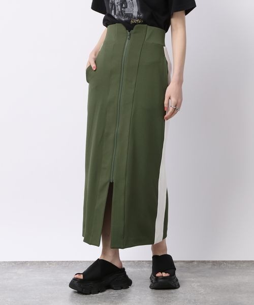 JEANASIS(ジーナシス)の「ハイウエストラインジャージスカート/195789(スカート・レディース・ホワイト/ブラック/カーキ・FREE)」の3枚目の写真