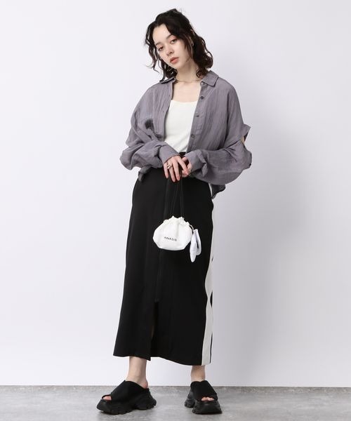 JEANASIS(ジーナシス)の「ハイウエストラインジャージスカート/195789(スカート・レディース・ホワイト/ブラック/カーキ・FREE)」の11枚目の写真