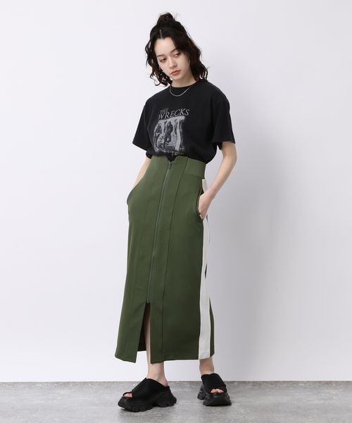 JEANASIS(ジーナシス)の「ハイウエストラインジャージスカート/195789(スカート・レディース・ホワイト/ブラック/カーキ・FREE)」の13枚目の写真