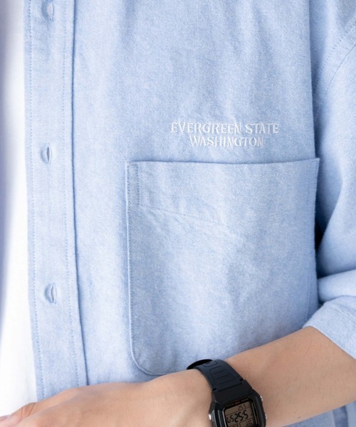 WEGO（ウィゴー）の「WEGO/ワッペンBIGシャツ（シャツ/ブラウス・メンズ・ホワイト/ブルー系その他4/サックスブルー・MEDIUM/LARGE）」の8枚目の写真