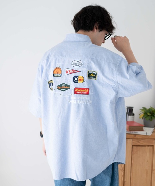 WEGO（ウィゴー）の「WEGO/ワッペンBIGシャツ（シャツ/ブラウス・メンズ・ホワイト/ブルー系その他4/サックスブルー・MEDIUM/LARGE）」の17枚目の写真