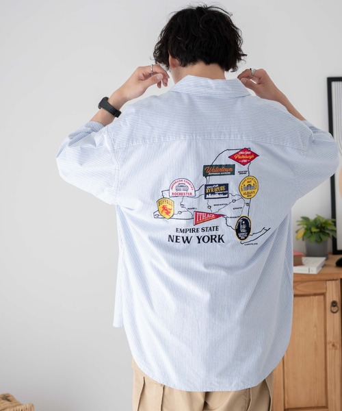 WEGO（ウィゴー）の「WEGO/ワッペンBIGシャツ（シャツ/ブラウス・メンズ・ホワイト/ブルー系その他4/サックスブルー・MEDIUM/LARGE）」の20枚目の写真