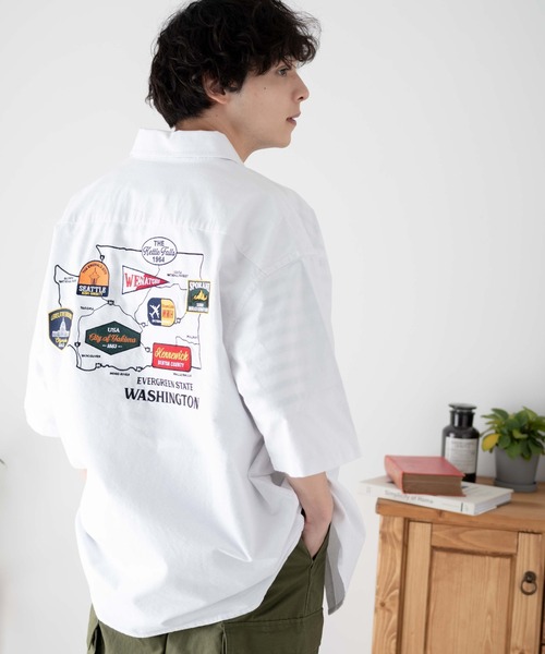 WEGO（ウィゴー）の「WEGO/ワッペンBIGシャツ（シャツ/ブラウス・メンズ・ホワイト/ブルー系その他4/サックスブルー・MEDIUM/LARGE）」の13枚目の写真