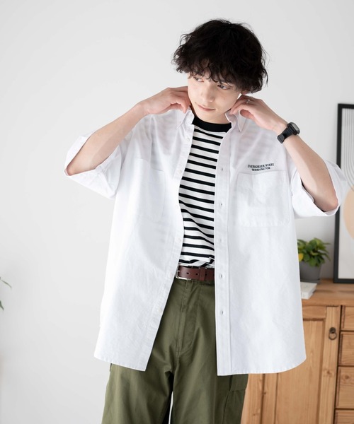 WEGO（ウィゴー）の「WEGO/ワッペンBIGシャツ（シャツ/ブラウス・メンズ・ホワイト/ブルー系その他4/サックスブルー・MEDIUM/LARGE）」の14枚目の写真