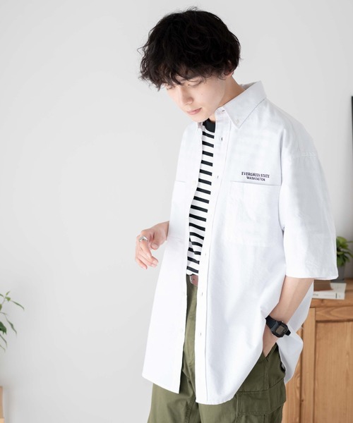 WEGO（ウィゴー）の「WEGO/ワッペンBIGシャツ（シャツ/ブラウス・メンズ・ホワイト/ブルー系その他4/サックスブルー・MEDIUM/LARGE）」の15枚目の写真