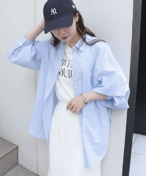 fredy emue(フレディエミュ)の「【fredy emue】エアリーコットンバックオープンシャツ(シャツ/ブラウス・レディース・イエロー/ブルー系その他/ベビーピンク/オフホワイト・38)」の3枚目の写真