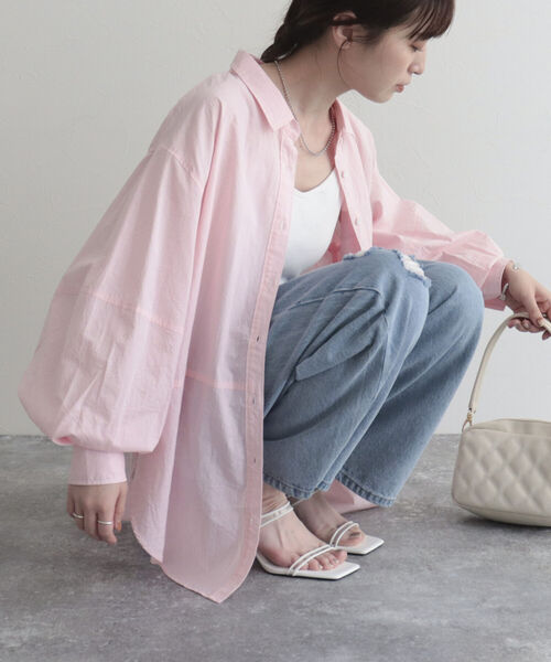 fredy emue(フレディエミュ)の「【fredy emue】エアリーコットンバックオープンシャツ(シャツ/ブラウス・レディース・イエロー/ブルー系その他/ベビーピンク/オフホワイト・38)」の4枚目の写真