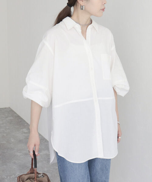 fredy emue(フレディエミュ)の「【fredy emue】エアリーコットンバックオープンシャツ(シャツ/ブラウス・レディース・イエロー/ブルー系その他/ベビーピンク/オフホワイト・38)」の10枚目の写真