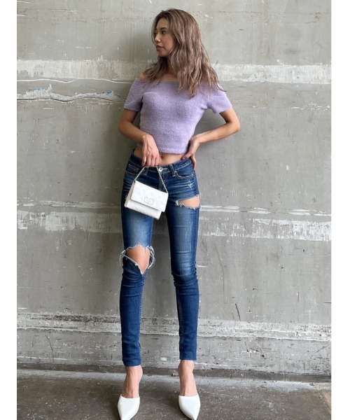 GYDA（ジェイダ）の「オフショルシャギーニットTOPS（ニット/セーター・レディース・ベージュ/パープル/オフホワイト・FREE）」の16枚目の写真