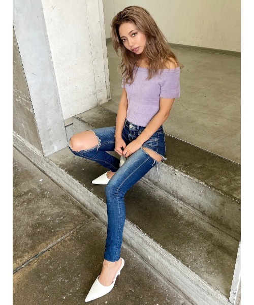 GYDA（ジェイダ）の「オフショルシャギーニットTOPS（ニット/セーター・レディース・ベージュ/パープル/オフホワイト・FREE）」の17枚目の写真