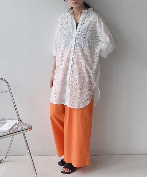 AS KNOW AS plus（アズノゥアズプラス）の「○刺繍レース切替え5分袖チュニック（チュニック・レディース・グリーン/オフホワイト/ブラック・FREE）」の11枚目の写真