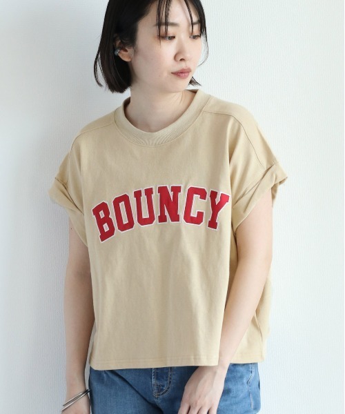 cepo(セポ)の「サテンカレッジロゴTee(Tシャツ/カットソー・レディース・ブラック/ベージュ/オフホワイト/サックスブルー・M)」の2枚目の写真