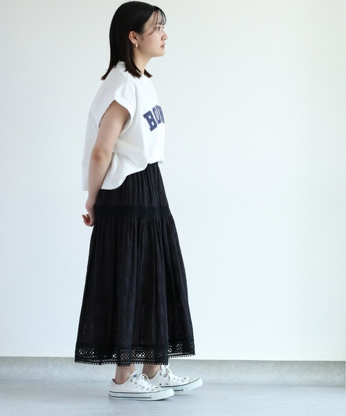 cepo(セポ)の「サテンカレッジロゴTee(Tシャツ/カットソー・レディース・ブラック/ベージュ/オフホワイト/サックスブルー・M)」の14枚目の写真