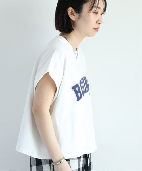 cepo(セポ)の「サテンカレッジロゴTee(Tシャツ/カットソー・レディース・ブラック/ベージュ/オフホワイト/サックスブルー・M)」の6枚目の写真