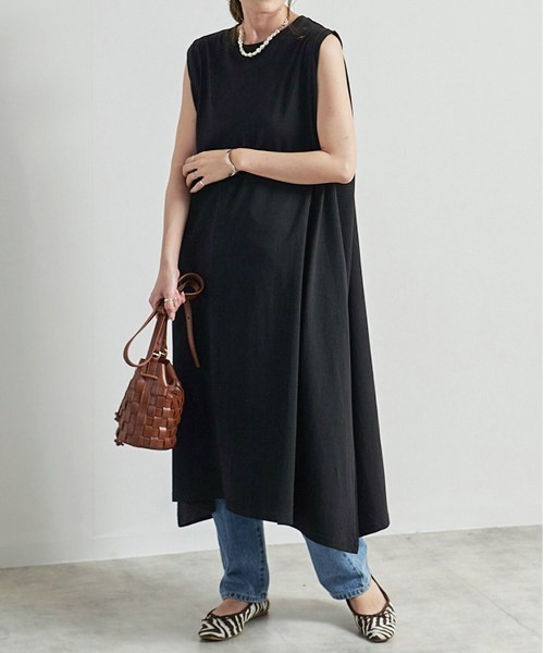 CALIFORNIA OUTFITTERS（カリフォルニア アウトフィッターズ）の「1-空紡糸ノースリーブワンピース/ノースリーブ ロングワンピース/ Aライン/ コットン【Maison select -メゾンセレクト-】（ワンピース・レディース・アイボリー/ブラック/モカ・FREE）」の3枚目の写真