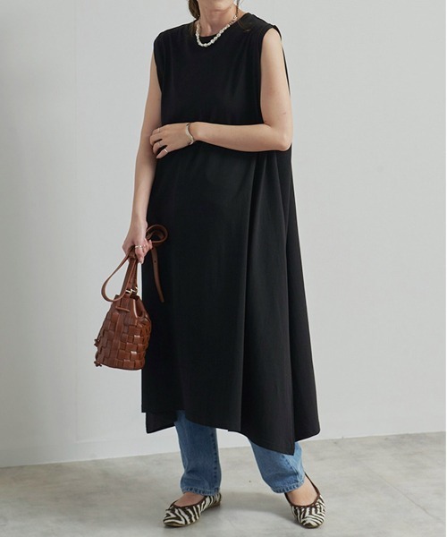 CALIFORNIA OUTFITTERS（カリフォルニア アウトフィッターズ）の「1-空紡糸ノースリーブワンピース/ノースリーブ ロングワンピース/ Aライン/ コットン【Maison select -メゾンセレクト-】（ワンピース・レディース・アイボリー/ブラック/モカ・FREE）」の10枚目の写真