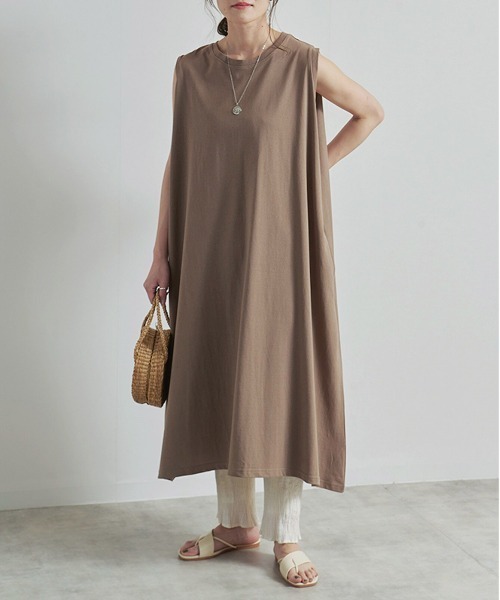 CALIFORNIA OUTFITTERS（カリフォルニア アウトフィッターズ）の「1-空紡糸ノースリーブワンピース/ノースリーブ ロングワンピース/ Aライン/ コットン【Maison select -メゾンセレクト-】（ワンピース・レディース・アイボリー/ブラック/モカ・FREE）」の11枚目の写真