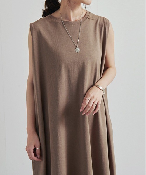 CALIFORNIA OUTFITTERS（カリフォルニア アウトフィッターズ）の「1-空紡糸ノースリーブワンピース/ノースリーブ ロングワンピース/ Aライン/ コットン【Maison select -メゾンセレクト-】（ワンピース・レディース・アイボリー/ブラック/モカ・FREE）」の9枚目の写真