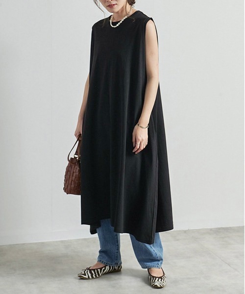 CALIFORNIA OUTFITTERS（カリフォルニア アウトフィッターズ）の「1-空紡糸ノースリーブワンピース/ノースリーブ ロングワンピース/ Aライン/ コットン【Maison select -メゾンセレクト-】（ワンピース・レディース・アイボリー/ブラック/モカ・FREE）」の19枚目の写真