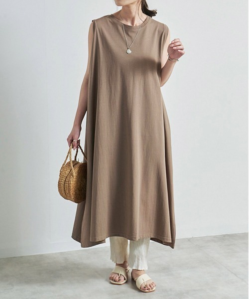 CALIFORNIA OUTFITTERS（カリフォルニア アウトフィッターズ）の「1-空紡糸ノースリーブワンピース/ノースリーブ ロングワンピース/ Aライン/ コットン【Maison select -メゾンセレクト-】（ワンピース・レディース・アイボリー/ブラック/モカ・FREE）」の21枚目の写真