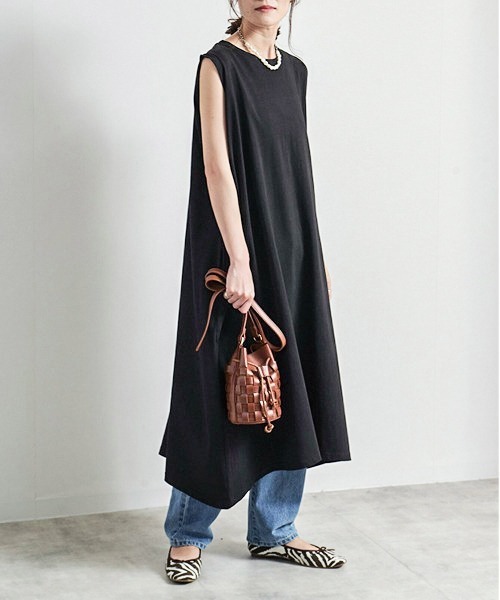 CALIFORNIA OUTFITTERS（カリフォルニア アウトフィッターズ）の「1-空紡糸ノースリーブワンピース/ノースリーブ ロングワンピース/ Aライン/ コットン【Maison select -メゾンセレクト-】（ワンピース・レディース・アイボリー/ブラック/モカ・FREE）」の20枚目の写真