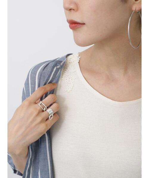 Samansa Mos2 blue（サマンサモスモスブルー）の「前後2wayモチーフレースタンク（タンクトップ・レディース・キナリ/ブラック/オフホワイト・M/L）」の10枚目の写真