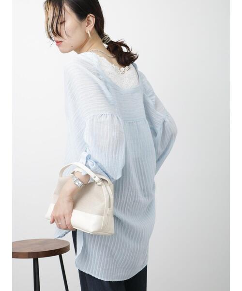 Samansa Mos2 blue（サマンサモスモスブルー）の「前後2wayモチーフレースタンク（タンクトップ・レディース・キナリ/ブラック/オフホワイト・M/L）」の6枚目の写真