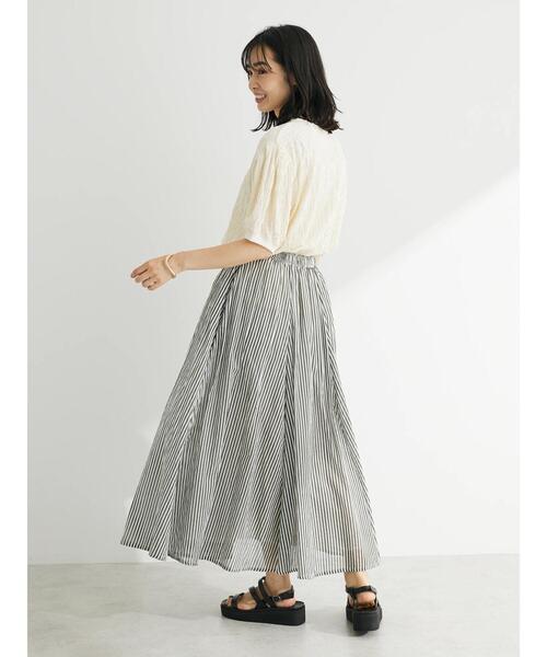 Green　Parks（グリーンパークス）の「I　ふんわりボイルロングスカート（スカート・レディース・ピンク/ストライプ/ブラック/グリーン/ブラウン・FREE）」の8枚目の写真