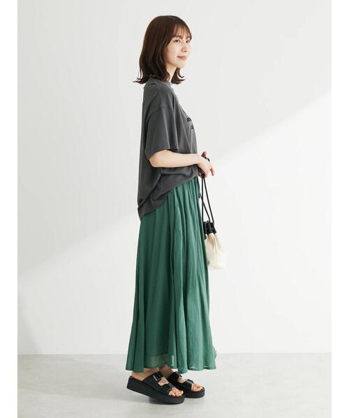 Green　Parks（グリーンパークス）の「I　ふんわりボイルロングスカート（スカート・レディース・ピンク/ストライプ/ブラック/グリーン/ブラウン・FREE）」の12枚目の写真