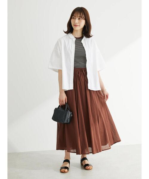 Green　Parks（グリーンパークス）の「I　ふんわりボイルロングスカート（スカート・レディース・ピンク/ストライプ/ブラック/グリーン/ブラウン・FREE）」の15枚目の写真