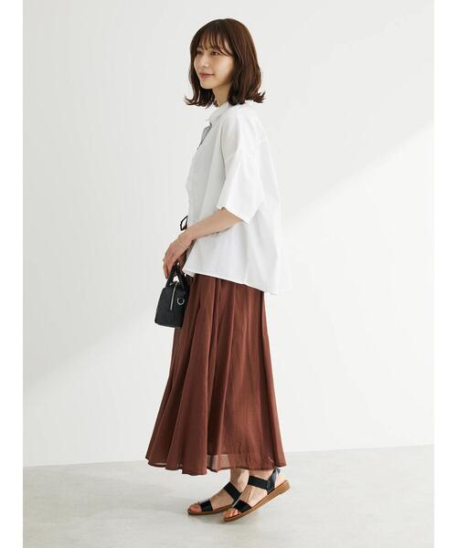 Green　Parks（グリーンパークス）の「I　ふんわりボイルロングスカート（スカート・レディース・ピンク/ストライプ/ブラック/グリーン/ブラウン・FREE）」の16枚目の写真