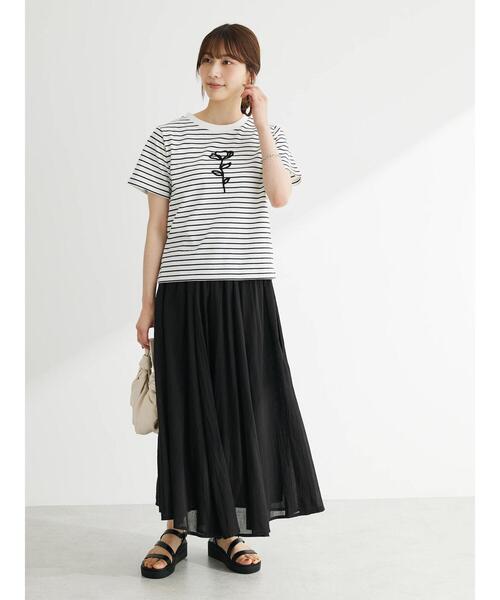 Green　Parks（グリーンパークス）の「I　ふんわりボイルロングスカート（スカート・レディース・ピンク/ストライプ/ブラック/グリーン/ブラウン・FREE）」の17枚目の写真