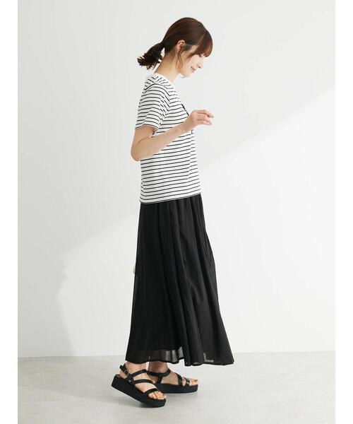 Green　Parks（グリーンパークス）の「I　ふんわりボイルロングスカート（スカート・レディース・ピンク/ストライプ/ブラック/グリーン/ブラウン・FREE）」の18枚目の写真