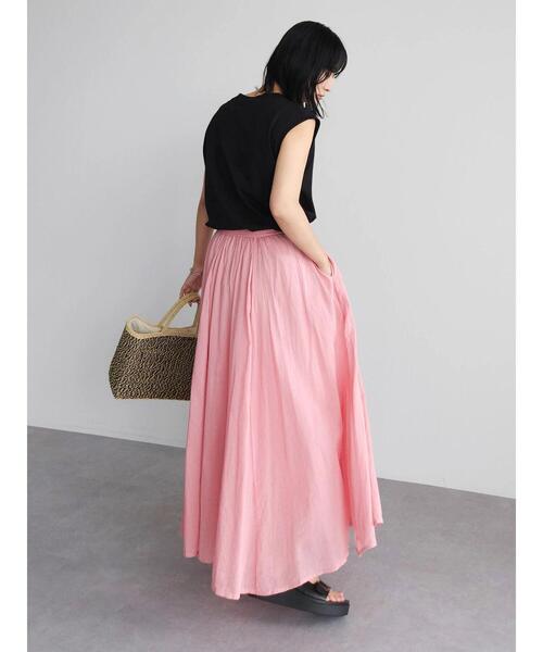 Green　Parks（グリーンパークス）の「I　ふんわりボイルロングスカート（スカート・レディース・ピンク/ストライプ/ブラック/グリーン/ブラウン・FREE）」の21枚目の写真