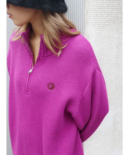 EVRIS（エヴリス）の「SUNNYハーフジップニットトップス（ニット/セーター・レディース・ブラック/カーキ/ホワイト/オレンジ/その他1/その他2/チャコールグレー/パープル・FREE）」の5枚目の写真