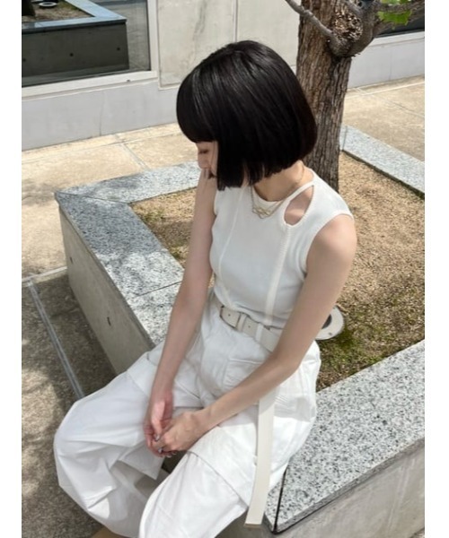 SLY（スライ）の「SQUARE BUCKLE LONG BELT スクエアバックル ロング ベルト（ベルト・レディース・ブラック/アイボリー・FREE）」の12枚目の写真