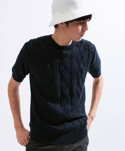 green label relaxing（グリーンレーベルリラクシング）の「□CO/AC ARAN C/N 5/SL 9G　サマーニット ◆（ニット/セーター・メンズ・グレー/ネイビー/ロイヤルブルー・X-LARGE/LARGE/MEDIUM/SMALL）」の3枚目の写真